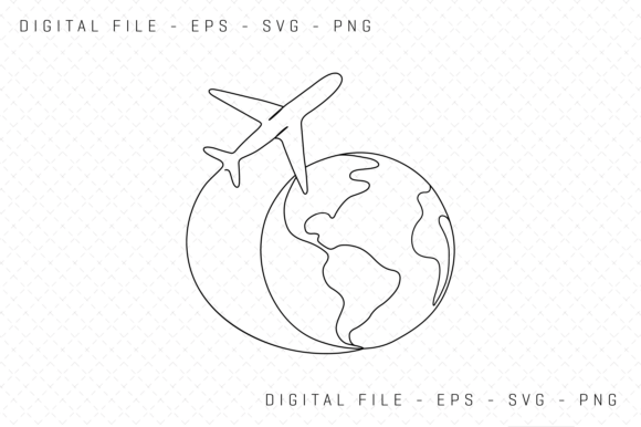 Line Art Airplane Flying Across a Globe Review