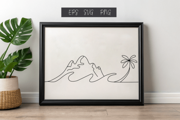 One Line Drawing of Mountains and Palm: A Designer's Review