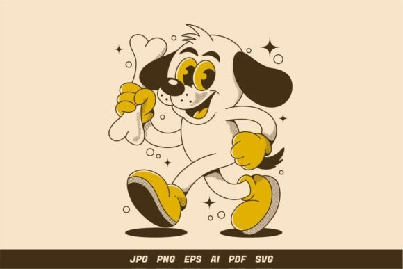 Retro Cartoon Dog Holding Bone: A Designer's Review
