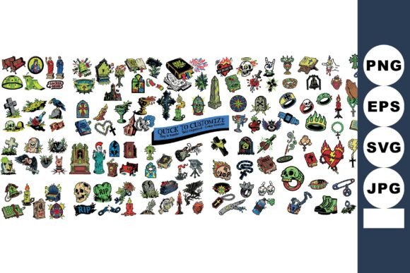 Review: Colorful Graveyard Tattoo Flash Set for Embroidery